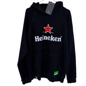 New Heineken Beer Hoodie XL Mens Black Official Merchandise Hooded Sweatshirt